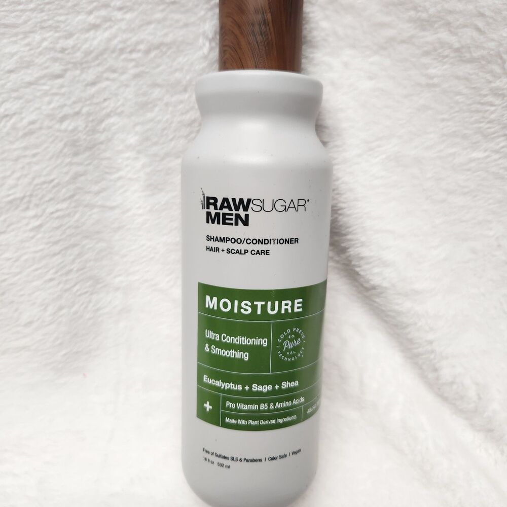 Raw Sugar Men Shampoo/Conditioner Moisture Eucalyptus Sage Shea 18 oz